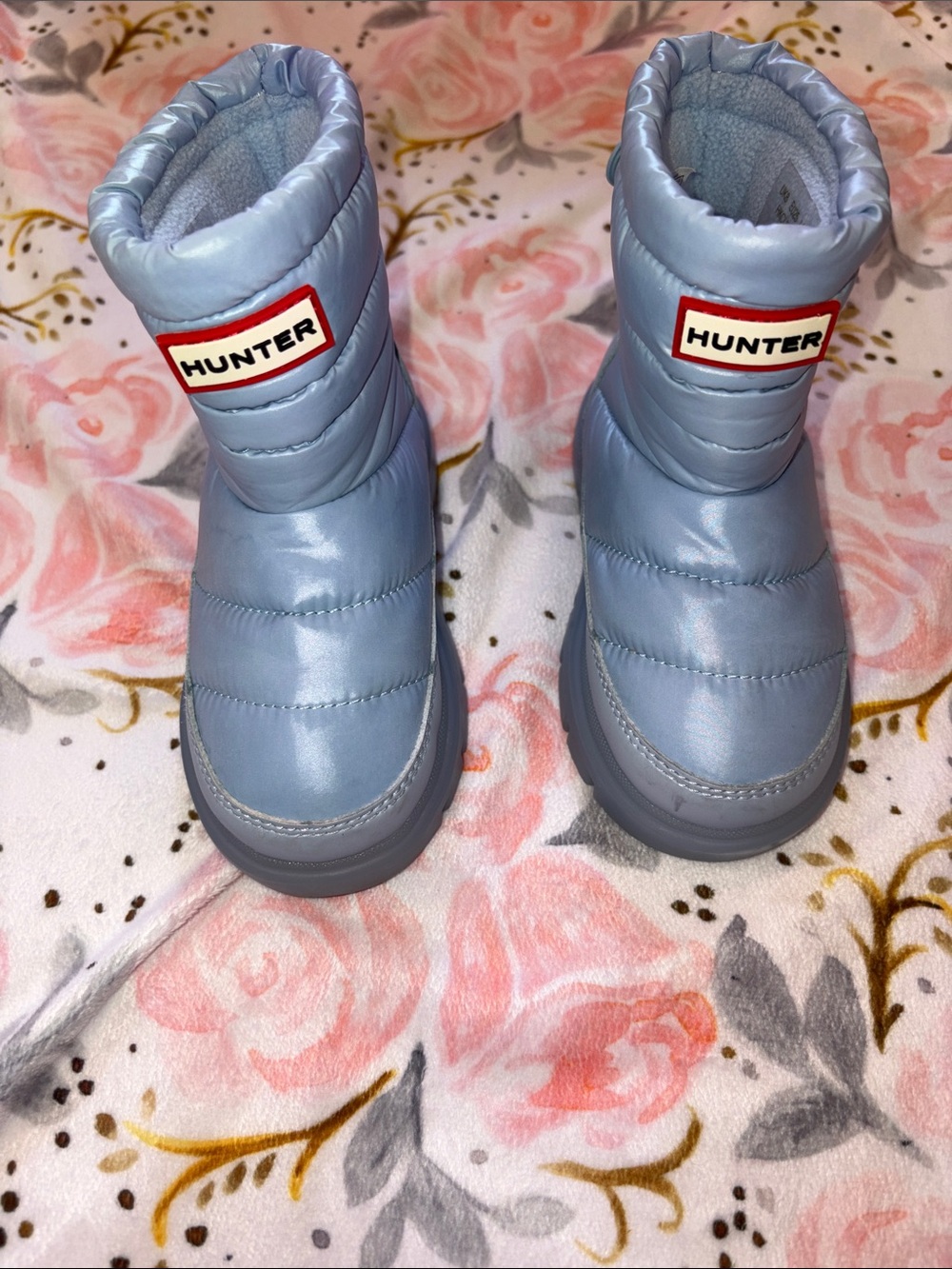 Hunter Kids Pale Blue Puffer Winter Boots